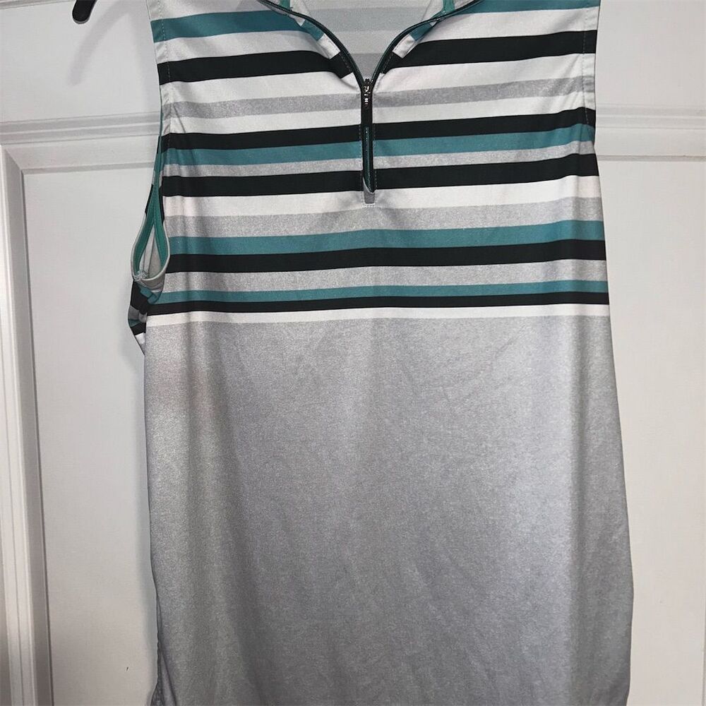PGA Tour Women's XL Sleeveless Striped Golf Polo Shirt Multicolor